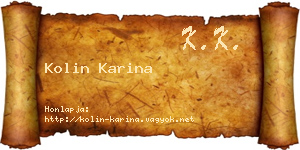 Kolin Karina névjegykártya